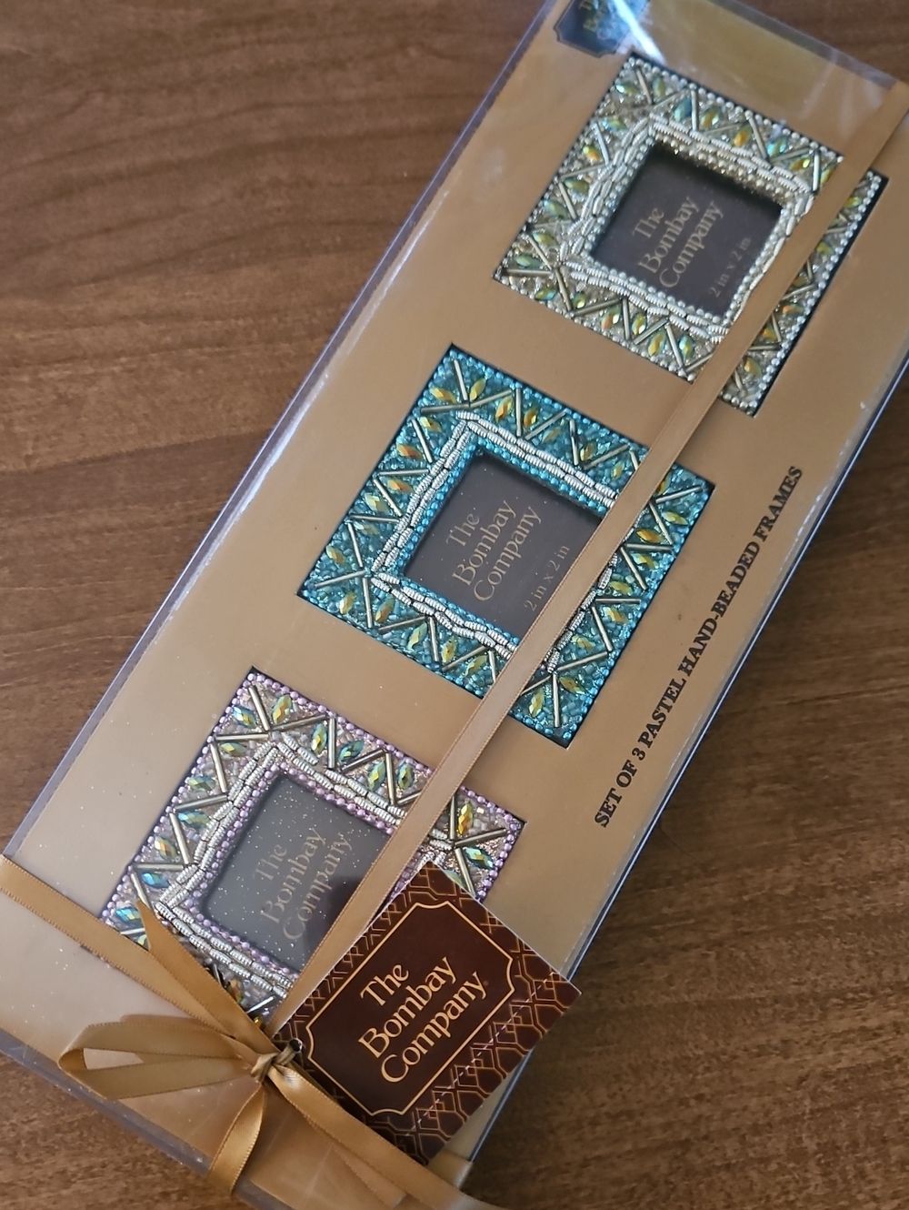 Set of 3 Pastel, Hand-Beaded Mini Frames